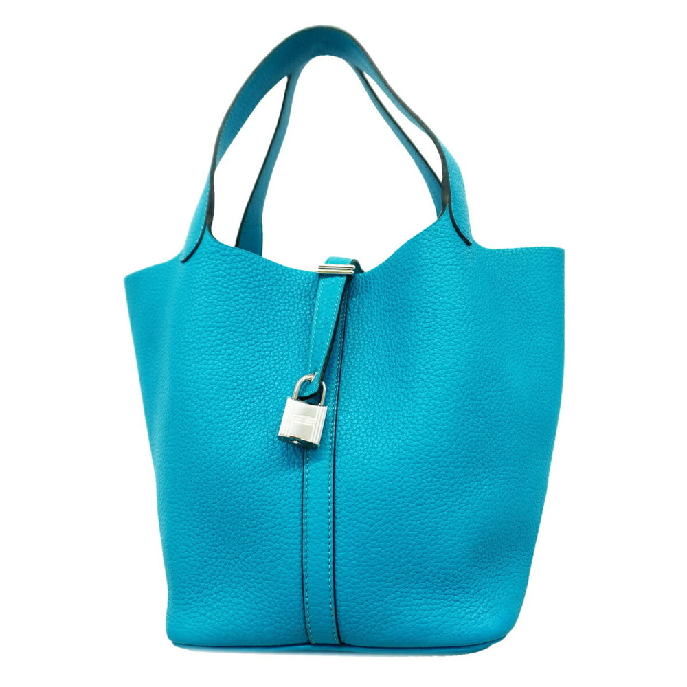 Hermes Picotin Lock MM handbag, Taurillon Clemence leather, turquoise, □R sta...